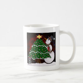 Weihnachtsbaum Snowman Überraschung Kunst drucken Kaffeetasse