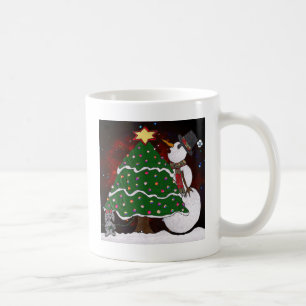 Weihnachtsbaum Snowman Überraschung Kunst drucken Kaffeetasse