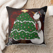 Weihnachtsbaum Snowman Überraschung Kunst drucken Kissen (Decke)