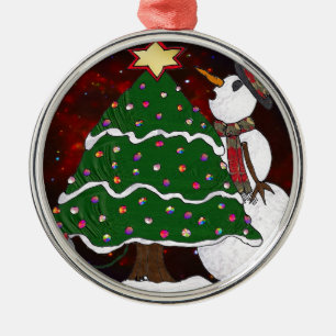 Weihnachtsbaum Snowman Überraschung Kunst drucken Ornament Aus Metall