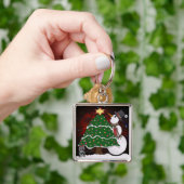 Weihnachtsbaum Snowman Überraschung Kunst drucken Schlüsselanhänger (Hand)