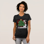Weihnachtsbaum Snowman Überraschung Kunst drucken T-Shirt (Vorne ganz)