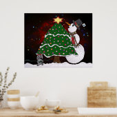 Weihnachtsbaum Snowman Überraschung Kunstdruckpost Poster (Küche)
