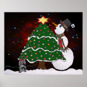 Weihnachtsbaum Snowman Überraschung Kunstdruckpost Poster (Vorne)