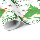 Weihnachtsbaum & Snowmen - Geschenkpapier (Rolleneckpunkt)