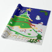 Weihnachtsbaum & Snowmen - Geschenkpapier (Ungerollt)