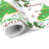 Weihnachtsbaum & Snowmen - Geschenkpapier (Rolleneckpunkt)