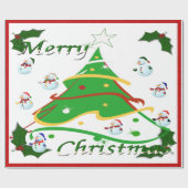 Weihnachtsbaum & Snowmen - Geschenkpapier (Flach)