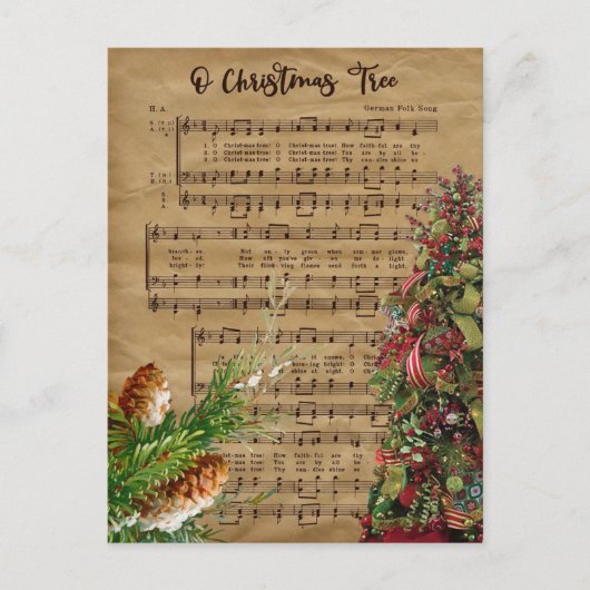 Weihnachtsbaum Song Music Postkarte (Vorderseite)