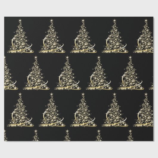 Weihnachtsbaum Sparkling Gold Feiertag Geschenkpapier (Flach)