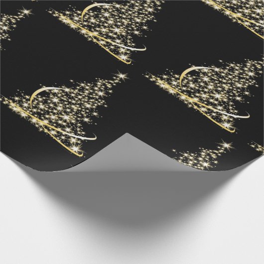 Weihnachtsbaum Sparkling Gold Feiertag Geschenkpapier (Ecke)