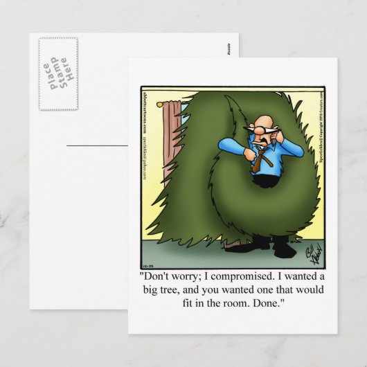 Weihnachtsbaum Spaß Postkarte (Vorne/Hinten)