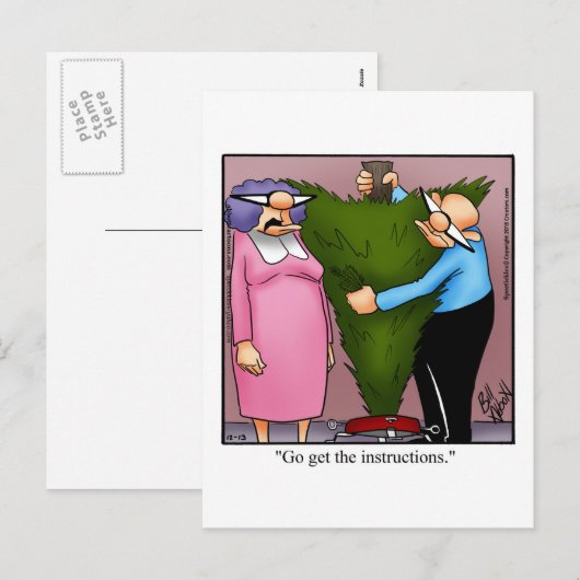 Weihnachtsbaum Spaß Postkarte (Vorne/Hinten)