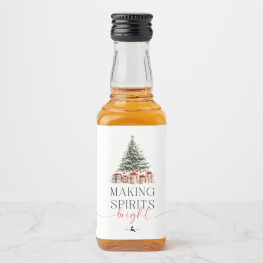 Weihnachtsbaum Spirituosen Bright Geschenk Alkoholflaschenetikett (Vorderseite)