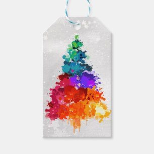 Weihnachtsbaum, Spritzer Paint, Primärfarben Geschenkanhänger