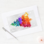 Weihnachtsbaum, Spritzer Paint, Primärfarben Rechteckiger Aufkleber (Umschlag)