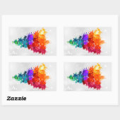 Weihnachtsbaum, Spritzer Paint, Primärfarben Rechteckiger Aufkleber (Blatt)