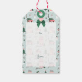 Weihnachtsbaum & Stadt Rosa Retro Van Green Bow Geschenkanhänger (Rückseite)