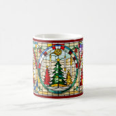 Weihnachtsbaum Stain Glass Weihnachtszeit Tasse (Mittel)