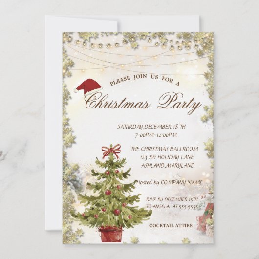 Weihnachtsbaum,Stars präsentiert Weihnachtsfirma Einladung (Vorderseite)