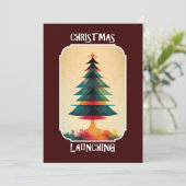 Weihnachtsbaum startet | Weihnachtskünstlerisches  Einladung (Stehend Vorderseite)