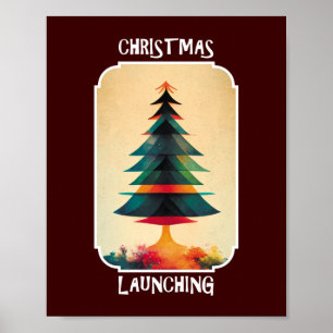 Weihnachtsbaum startet Weihnachtskünstlerisches Poster