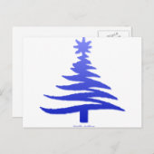Weihnachtsbaum Stencil Cobalt Blue Feiertagspostkarte (Vorne/Hinten)