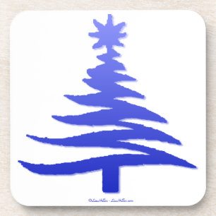 Weihnachtsbaum Stencil Cobalt Blue Getränkeuntersetzer