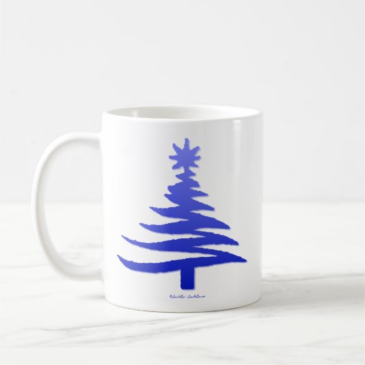 Weihnachtsbaum Stencil Cobalt Blue Kaffeetasse (Links)