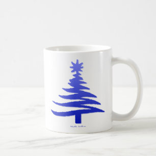Weihnachtsbaum Stencil Cobalt Blue Kaffeetasse