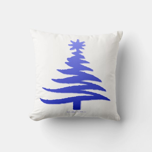Weihnachtsbaum Stencil Cobalt Blue Kissen (Vorderseite)