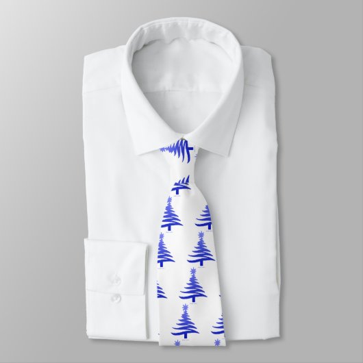 Weihnachtsbaum Stencil Cobalt Blue Krawatte (Gebunden)