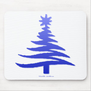 Weihnachtsbaum Stencil Cobalt Blue Mousepad
