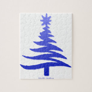 Weihnachtsbaum Stencil Cobalt Blue Puzzle