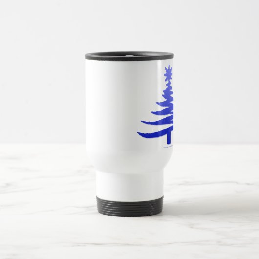 Weihnachtsbaum Stencil Cobalt Blue Reisebecher (Mittel)