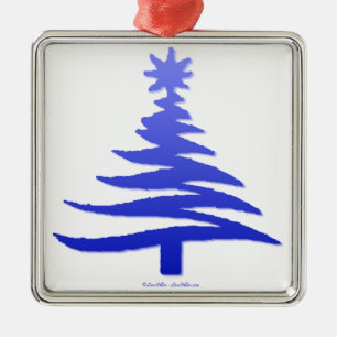 Weihnachtsbaum Stencil Cobalt Blue Silbernes Ornament