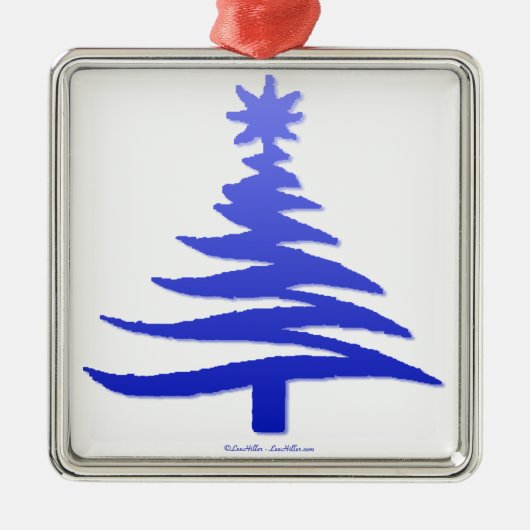 Weihnachtsbaum Stencil Cobalt Blue Silbernes Ornament (Vorne)