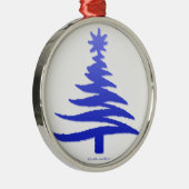 Weihnachtsbaum Stencil Cobalt Blue Silbernes Ornament (Rechts)