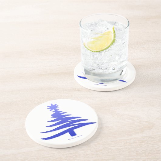 Weihnachtsbaum Stencil Cobalt Blue Untersetzer (Seite)