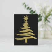 Weihnachtsbaum Stencil Gold Feiertagspostkarte (Stehend Vorderseite)