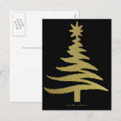 Weihnachtsbaum Stencil Gold Feiertagspostkarte (Vorne/Hinten)