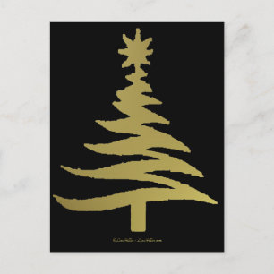 Weihnachtsbaum Stencil Gold Feiertagspostkarte