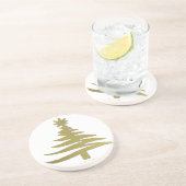 Weihnachtsbaum Stencil Gold Getränkeuntersetzer (Seite)