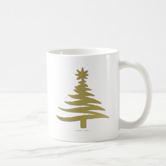Weihnachtsbaum Stencil Gold Kaffeetasse (Rechts)