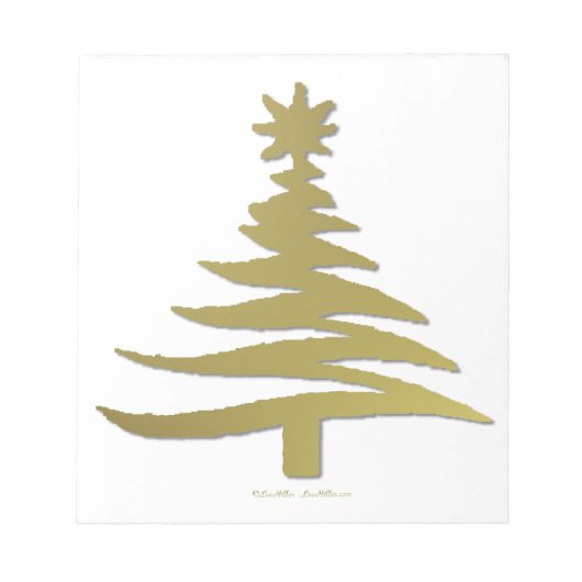 Weihnachtsbaum Stencil Gold Notizblock (Vorderseite)