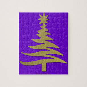 Weihnachtsbaum Stencil Gold Puzzle