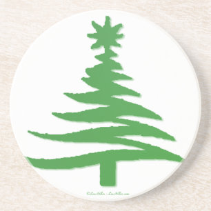 Weihnachtsbaum Stencil Green Getränkeuntersetzer
