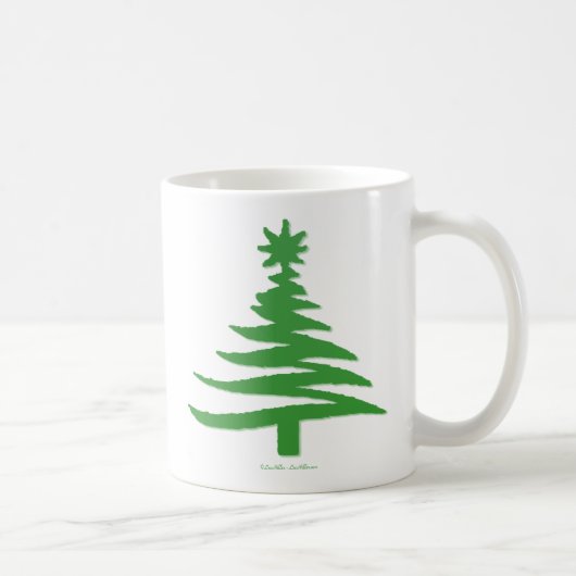 Weihnachtsbaum Stencil Green Kaffeetasse (Rechts)