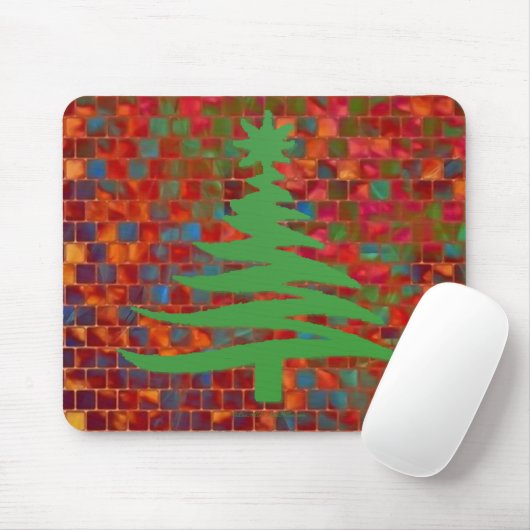 Weihnachtsbaum Stencil Green Mousepad (Mit Mouse)