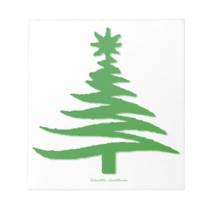 Weihnachtsbaum Stencil Green Notizblock